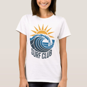 Surf Club Retro Ocean Wave Sun Summer Surfing Art T-Shirt