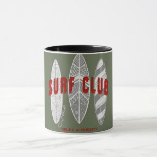 Surf Club Summer Beach Vacation Funny Vintage Mug