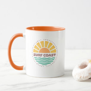 Surf Coast Vintage Sunset Beach Retro Design Mug