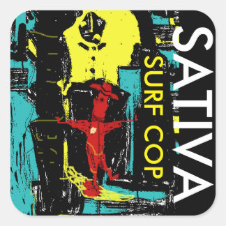 SURF COP SATIVA SQUARE STICKER