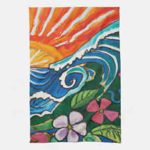 Surf coucher de soleil Serviette de cuisine tropic