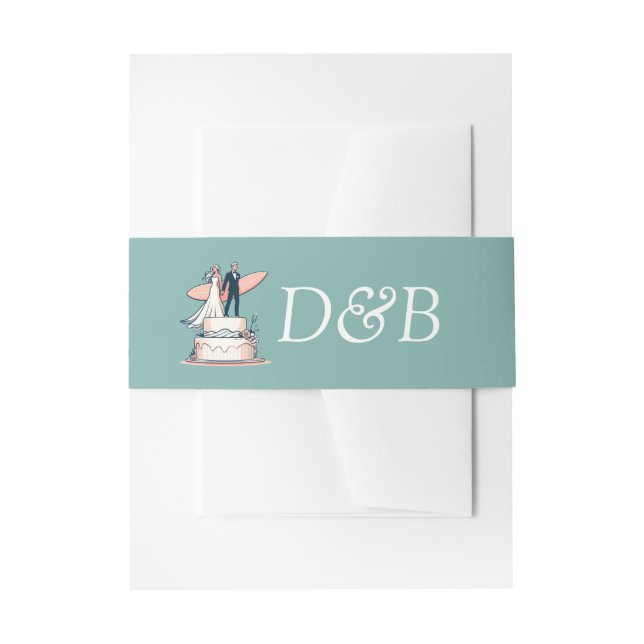 Surf Couple Wedding Invitation Belly Band (Front Example)
