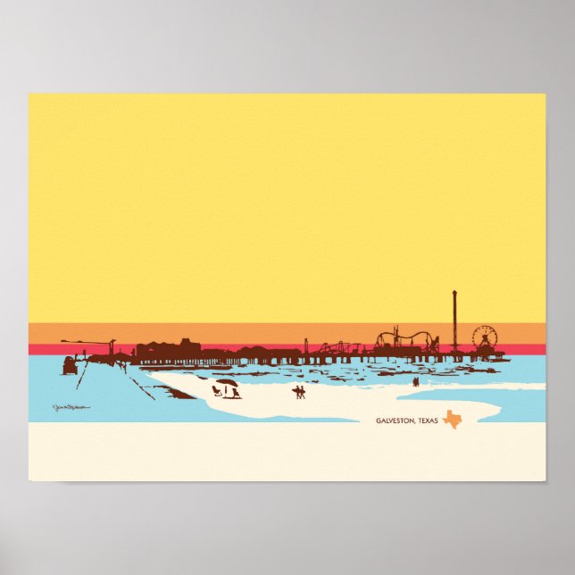 Surf Days - Galveston Island, Pleasure Pier Poster (Front)