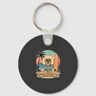 Surf Dog Retro Beach Summer Keychain