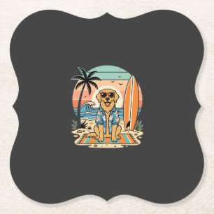 Surf Dog Retro Beach Summer Paper Coaster