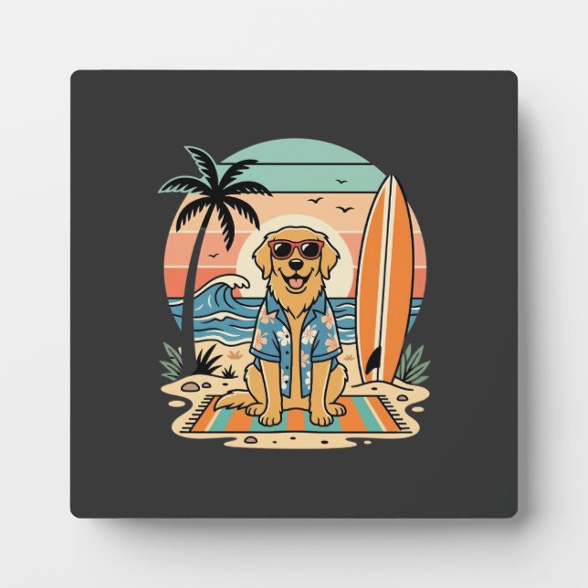 Surf Dog Retro Beach Summer Plaque (Front)