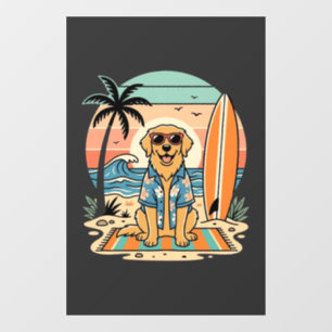 Surf Dog Retro Beach Summer Window Cling