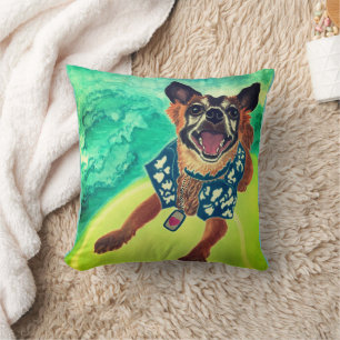 Surf Dog Throw Pillow