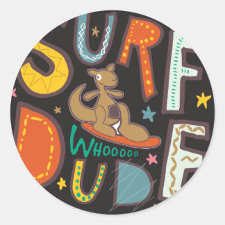 Surf  Dude Classic Round Sticker