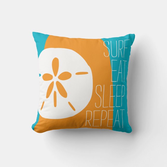 Surf Eat Sleep Repeat Throw Pillow (Front)