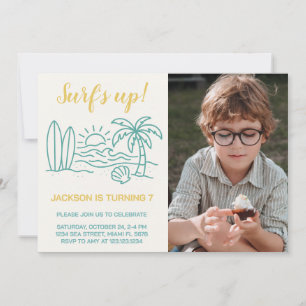 Surf éditable's Up Anniversaire Invitation avec ph