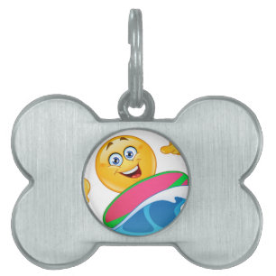surf emoji pet tag