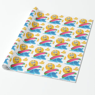 surf emoji wrapping paper