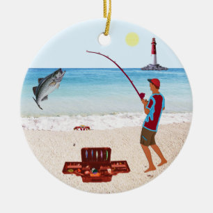 Surf Fishing Ceramic Ornament