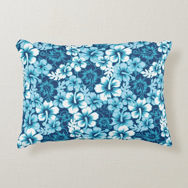 Surf Floral Hibiscus Pattern Decorative Pillow (Front)