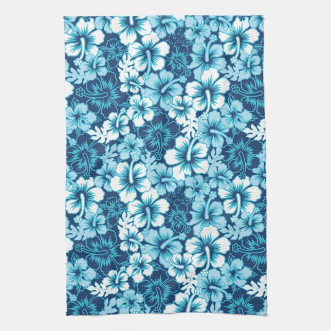 Surf Floral Hibiscus Pattern Kitchen Towel (Vertical)