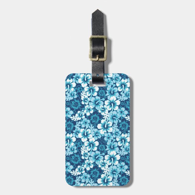 Surf Floral Hibiscus Pattern Luggage Tag (Front Vertical)