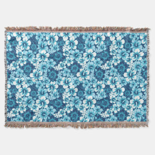 Surf Floral Hibiscus Pattern Throw Blanket