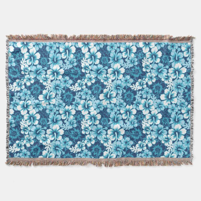 Surf Floral Hibiscus Pattern Throw Blanket (Front)