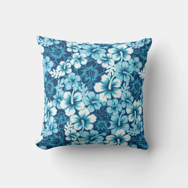 Surf Floral Hibiscus Pattern Throw Pillow (Front)