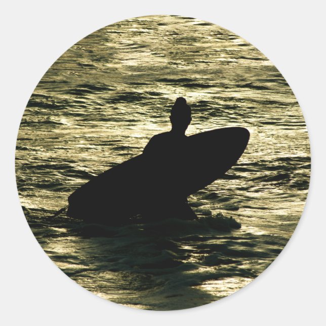 Surf Golden Hour - Round Sticker (Front)