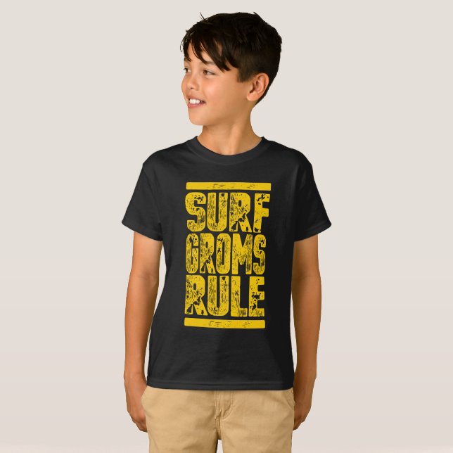 Surf Groms Rule!!! (yellow) T-Shirt (Front Full)