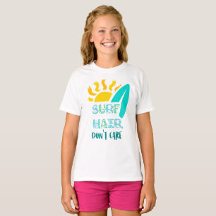 Surf Hair Don't Care Surfer Surfing Beach Attitude T-Shirt