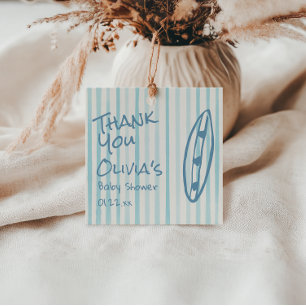 Surf Hand Drawn Blue Baby On Board Baby Shower Favour Tags