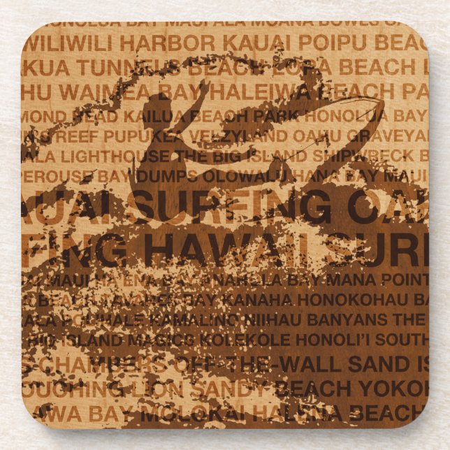 Surf Hawaii Cutback Dessous de verre en bois Faux (Devant)