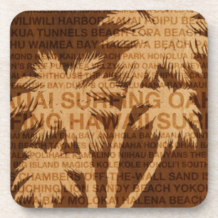 Surf Hawaii Palm Trees Faux Dessous de verre en bo
