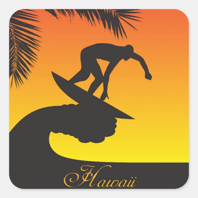 Surf:Hawaii Square Sticker (Front)