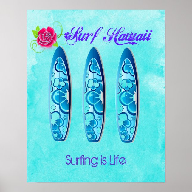 Surf Hawaii Surfboards - Surfing is Life Poster (Front)