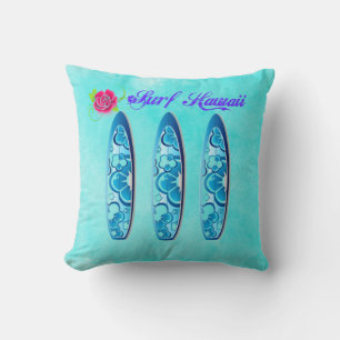 Surf Hawaii Surfboards Throw Pillow