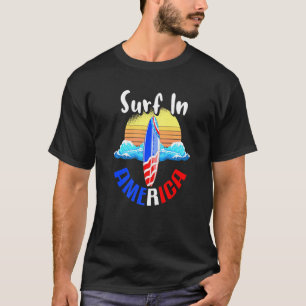Surf In America Surfboard States Flag Surfing T-Shirt
