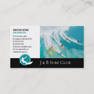 Surf Instructor   Surfboard Active Recreation Business Card