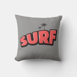 Surf, just surf. In red and gray Throw Pillow