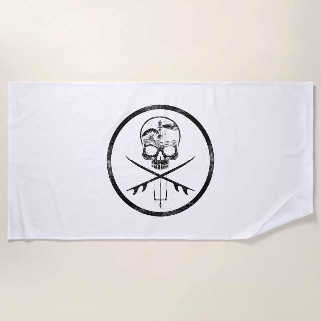 SURF&KITE Pirate Beach Towel (Front)