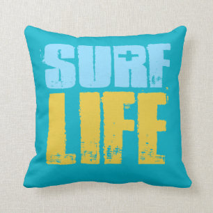 Surf Life Beach Surfer Style Throw Pillow