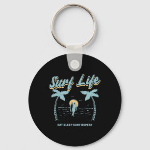 Surf Life Eat Sleep Surf Repeat Surfing Surfer Bea Keychain