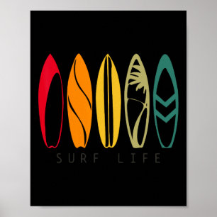Surf Life Vintage Surfing Retro Surfboard Surfer _ Poster