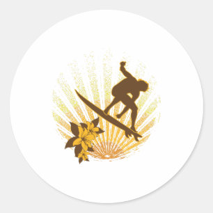 Surf man classic round sticker
