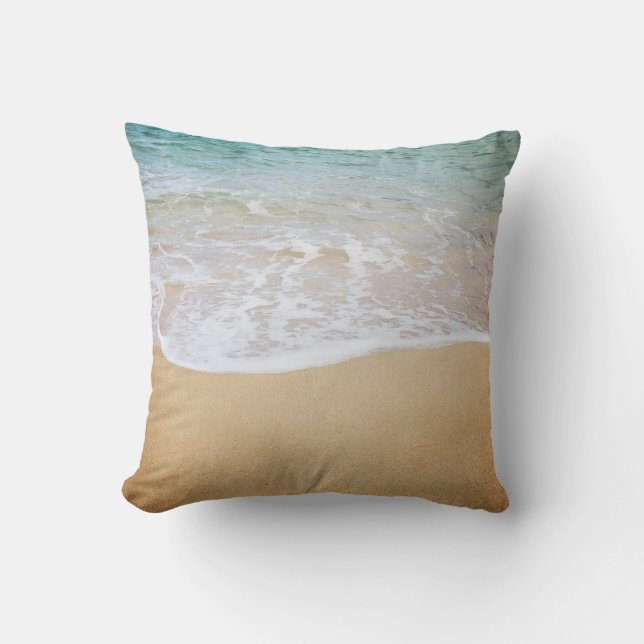 Surf Meets Sand Tropical Island Throw Pillow (Front)