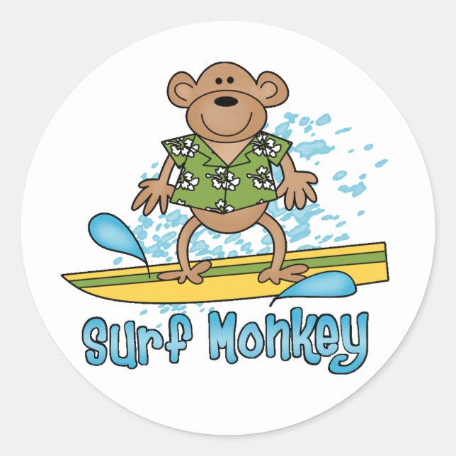 Surf Monkey Classic Round Sticker (Front)