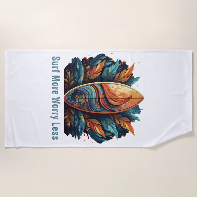 Surf More Worry Less Beach Towel (Front)