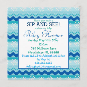 Surf 'N Sun Nautical Baby Sip and See Invitation