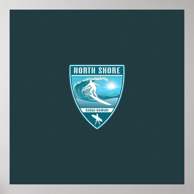 Surf North Shore Kauai Hawaii Poster (Front)