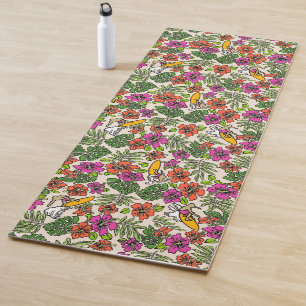 Surf Pareau Hawaiian Hibiscus Surfing - Fuchsia Yoga Mat