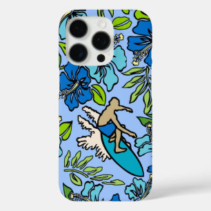 Surf Pareau Hawaiian Hibiscus Surfing Multi Blues iPhone 16 Pro Case