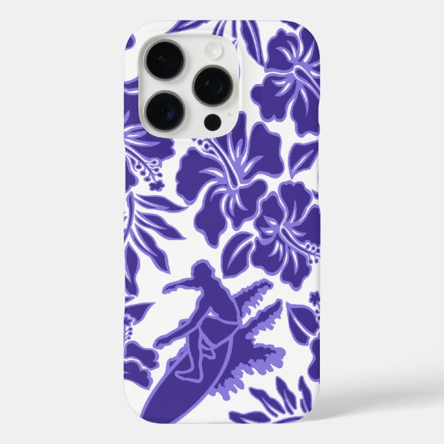 Surf Pareau Hawaiian Hibiscus Surfing Purple Case-Mate iPhone Case (Back)