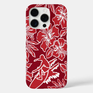 Surf Pareau Hawaiian Hibiscus Surfing Red iPhone 16 Pro Case